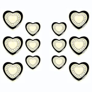 Heart-Shaped Rhinestone Metal Buttons(6 Big + 6 Small)