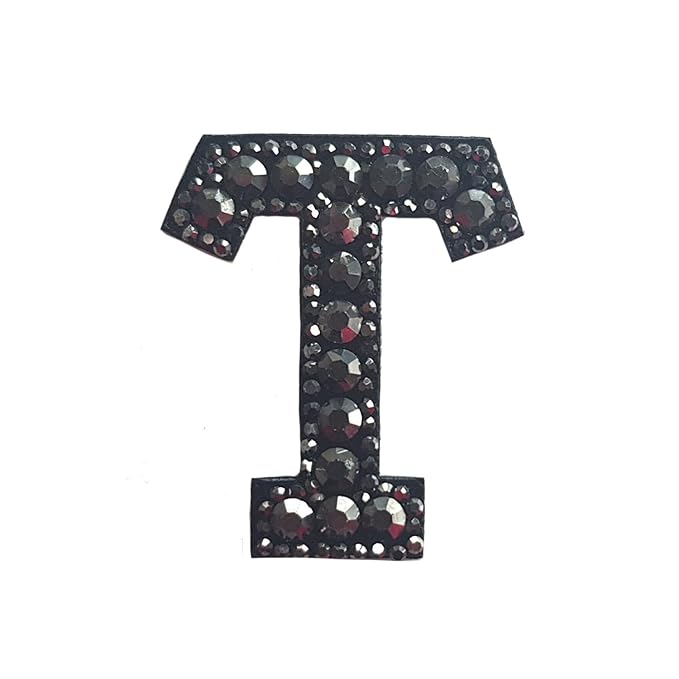 Letter N Black Rivet Hematite Hot fix Or Sew Patch