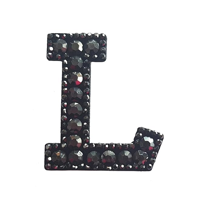 Letter N Black Rivet Hematite Hot fix Or Sew Patch