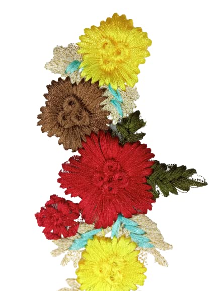 Multicolor Flower Detailed Embroidered Sew On Applique Patch