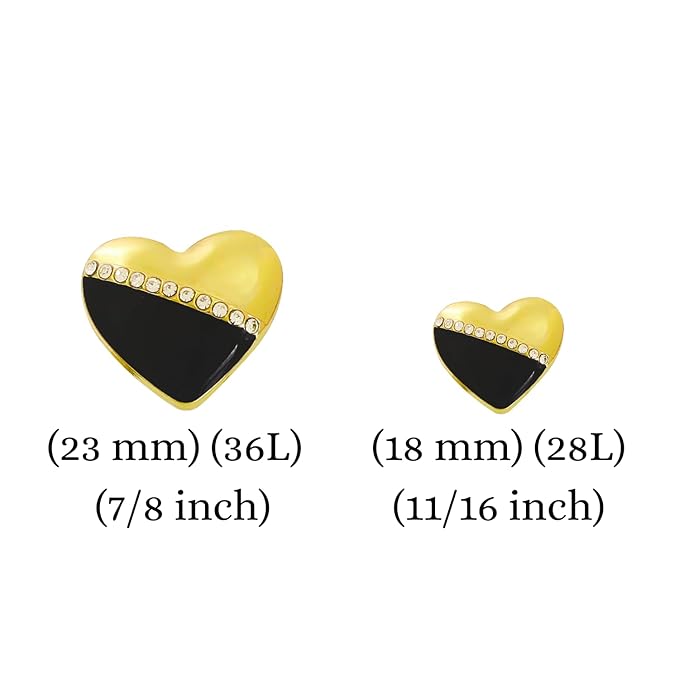 Heart-Shaped Pearl Metal Buttons with Gold & Black Accents