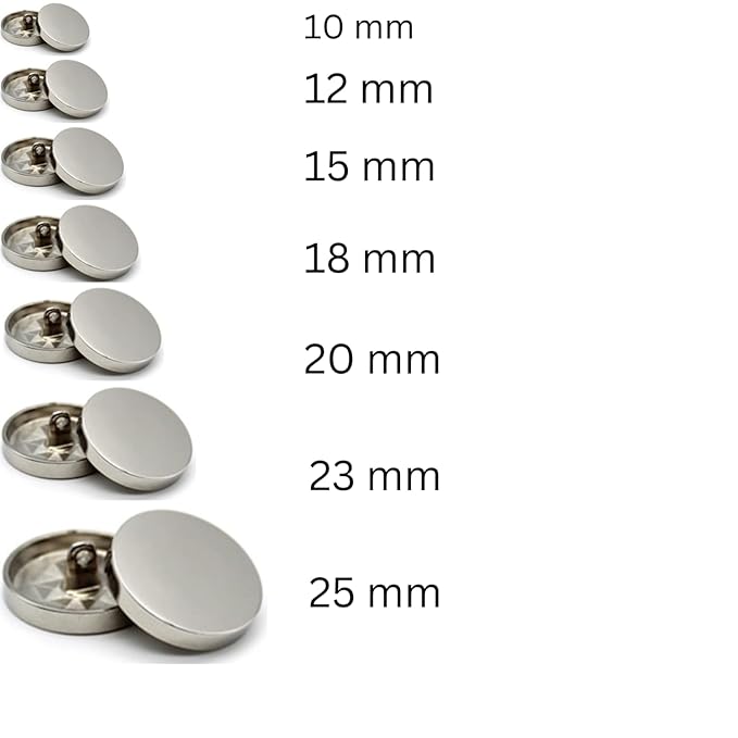 Silver Flat Metal Buttons(Pack of 8 Buttons)