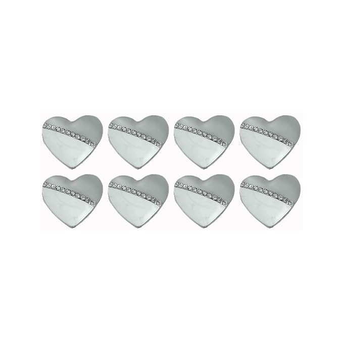 Heart-Shaped Pearl Silver Accents Metal Buttons