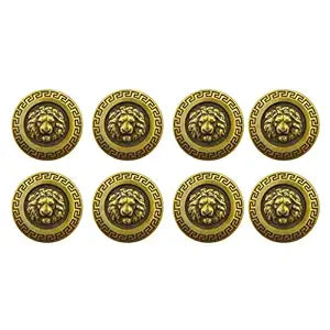 Ani Accessories 3D Lion Antique Face Metal Buttons for Stylish Look Clothing Dress Supplies Clothing Bags Accessories Art & Craft DIY (8 Pcs Big Size Suits Button)