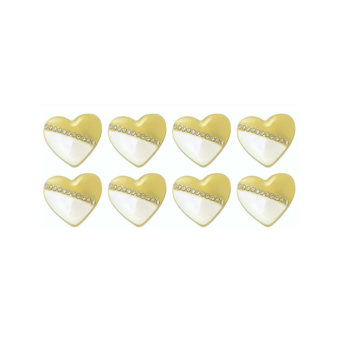 Heart-Shaped Pearl Metal Buttons with Gold & Black Accents