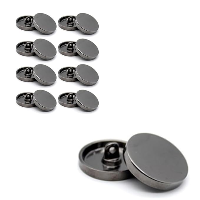 Silver Flat Metal Buttons(Pack of 8 Buttons)