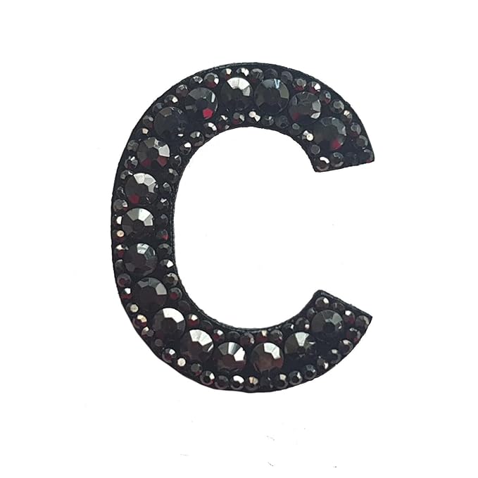 Letter N Black Rivet Hematite Hot fix Or Sew Patch