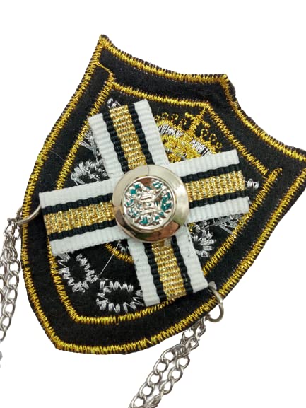 Shield Patch with Cross Design Brooch