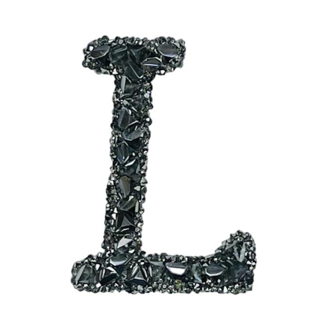 Letter S Black Sparkling Rhinestone Patch