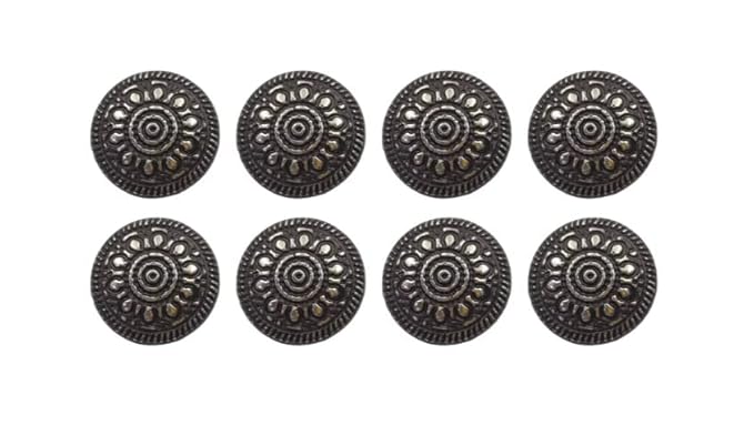 Raised Floral Design Buttons Shank Button (Pack of 8 Buttons)