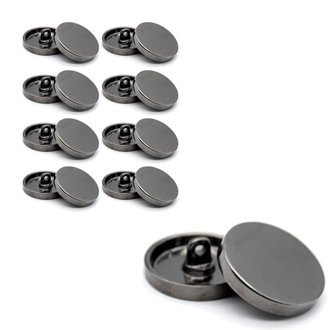 Silver Flat Metal Buttons(Pack of 8 Buttons)