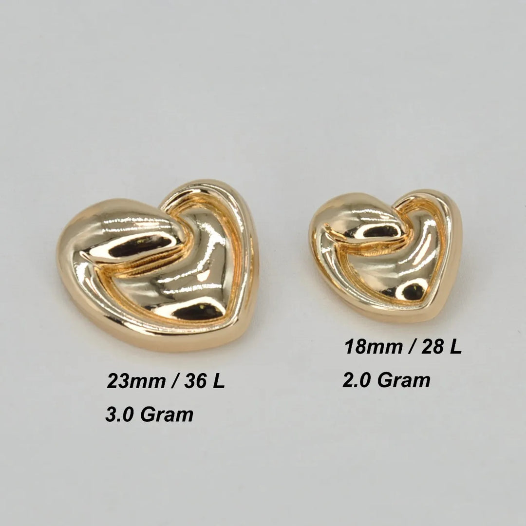 Glossy Heart Twist Metal Button | 18mm (28L) & 23mm (36L)