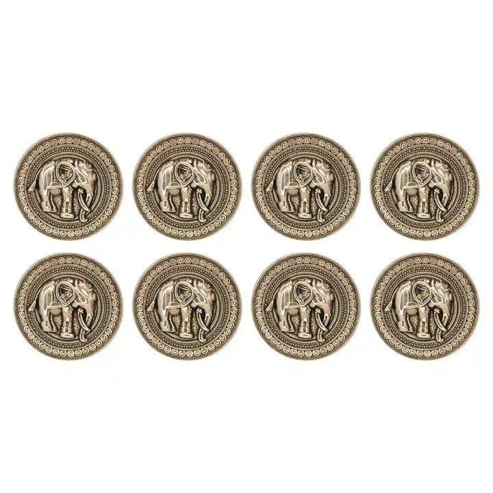 Good Luck Elephant Motif Antique Gold Metal Button | 23mm(36L) & 18mm(28L)