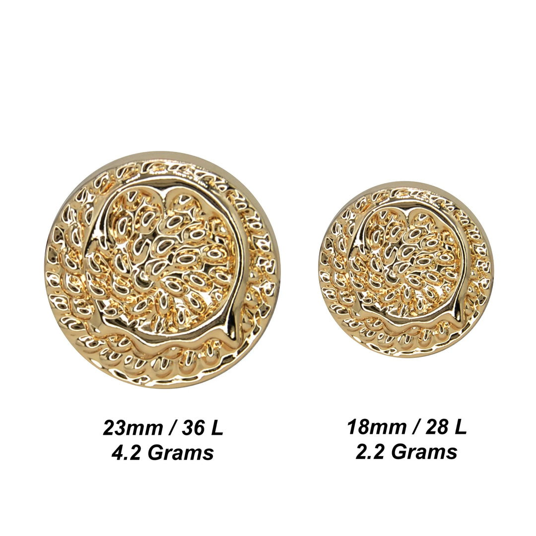 Hammered Circle Metal Button | 18mm (28L) & 23mm (36L)