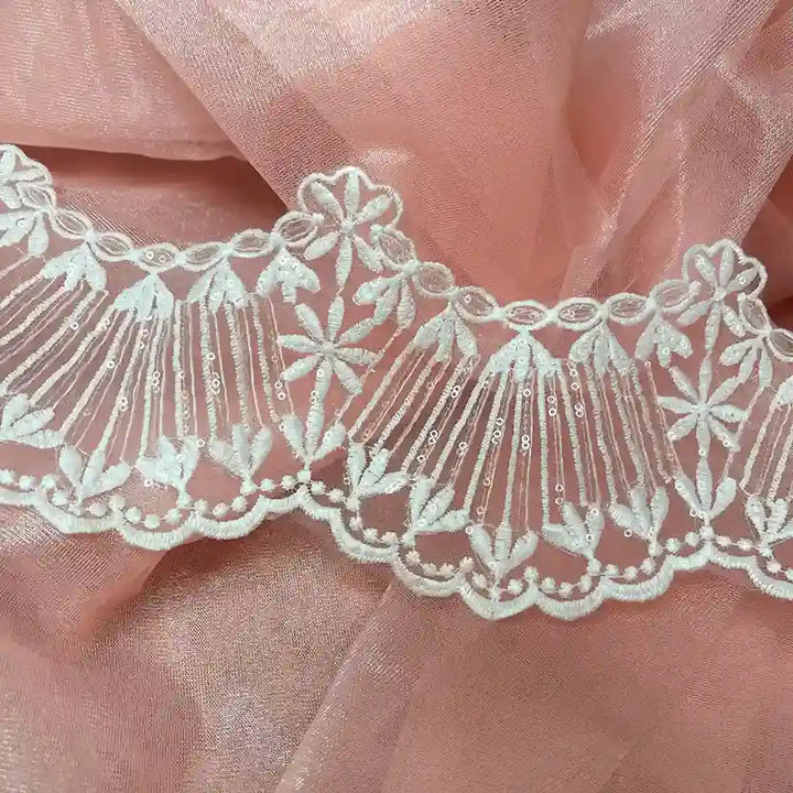Floral Fan Pleated Lace | K-683