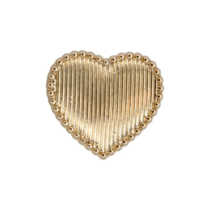Ribbed Heart Shape Metal Button | 12mm (20L)