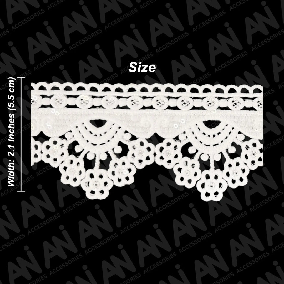 Multiple Flower Sequins Lace Design | 2 Meter