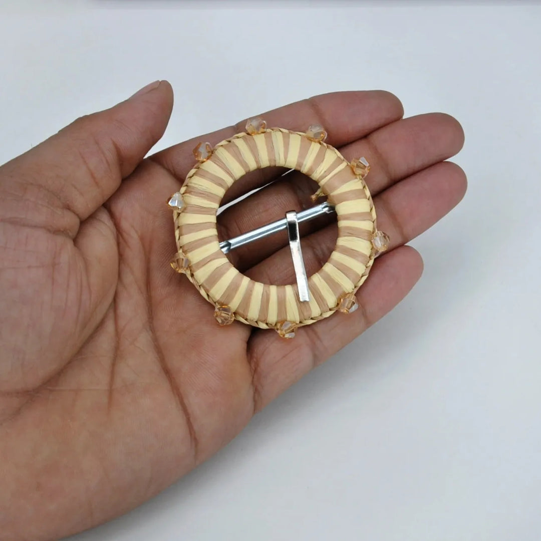 Traditional Raffia Wrapped Decorative Buckle | 5.4cm & 7cm