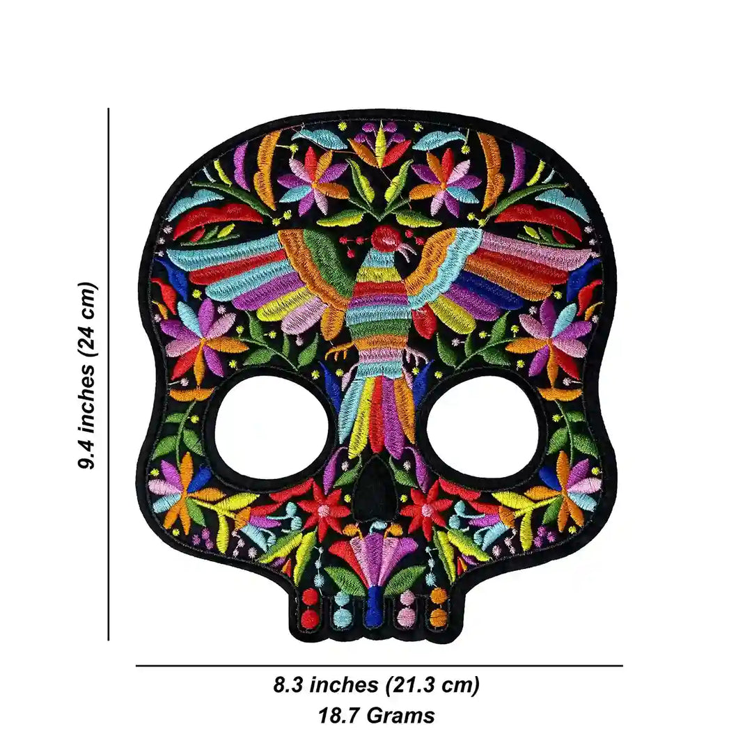 Floral Spirit Bird Skull Hot-Fix Patch
