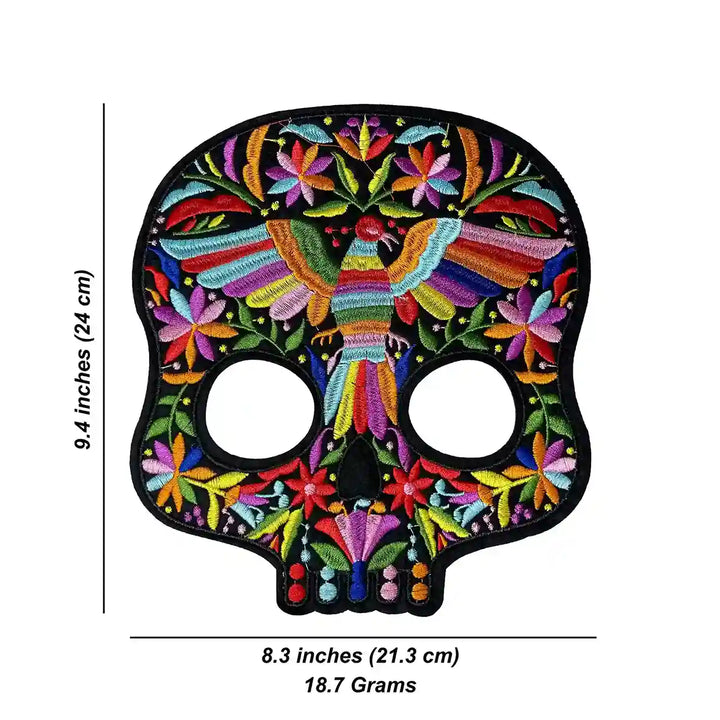 Floral Spirit Bird Skull Hot-Fix Patch