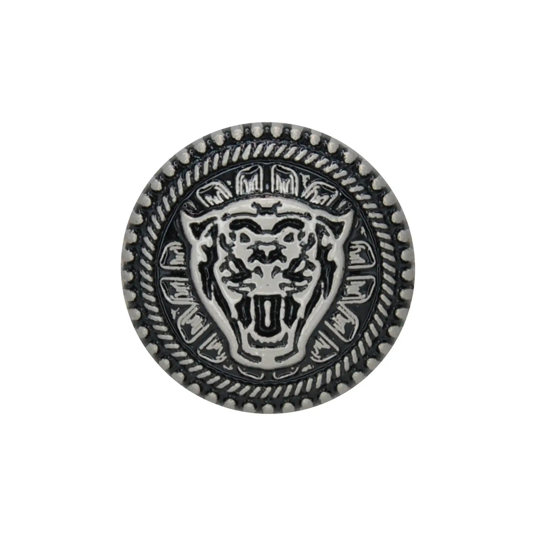 Black Lion Face Metal Button | 18mm (28L) & 22mm (35L)