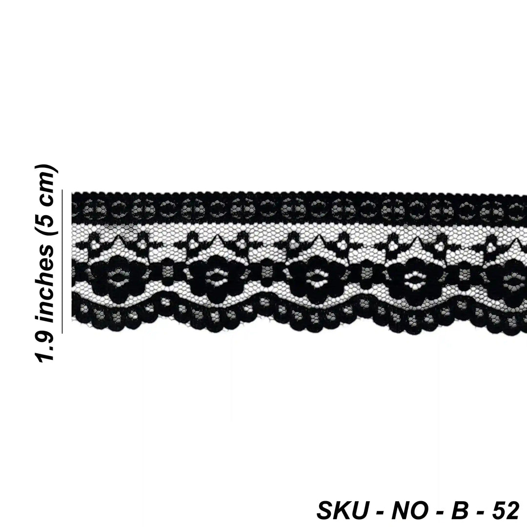 Black Floral Trim Lace | 5 Meters | SKU-B52