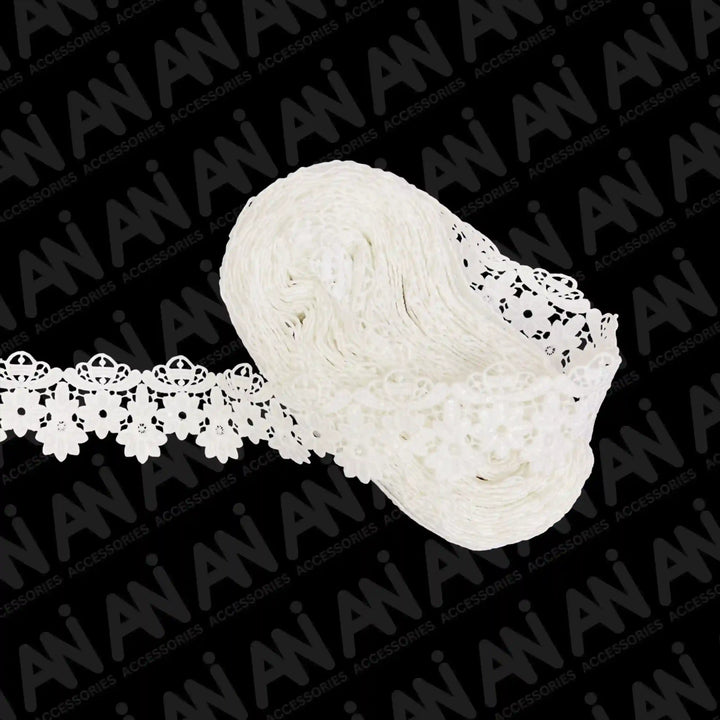Broad Scalloped Floral Borders Sequins Lace | 2 Meter