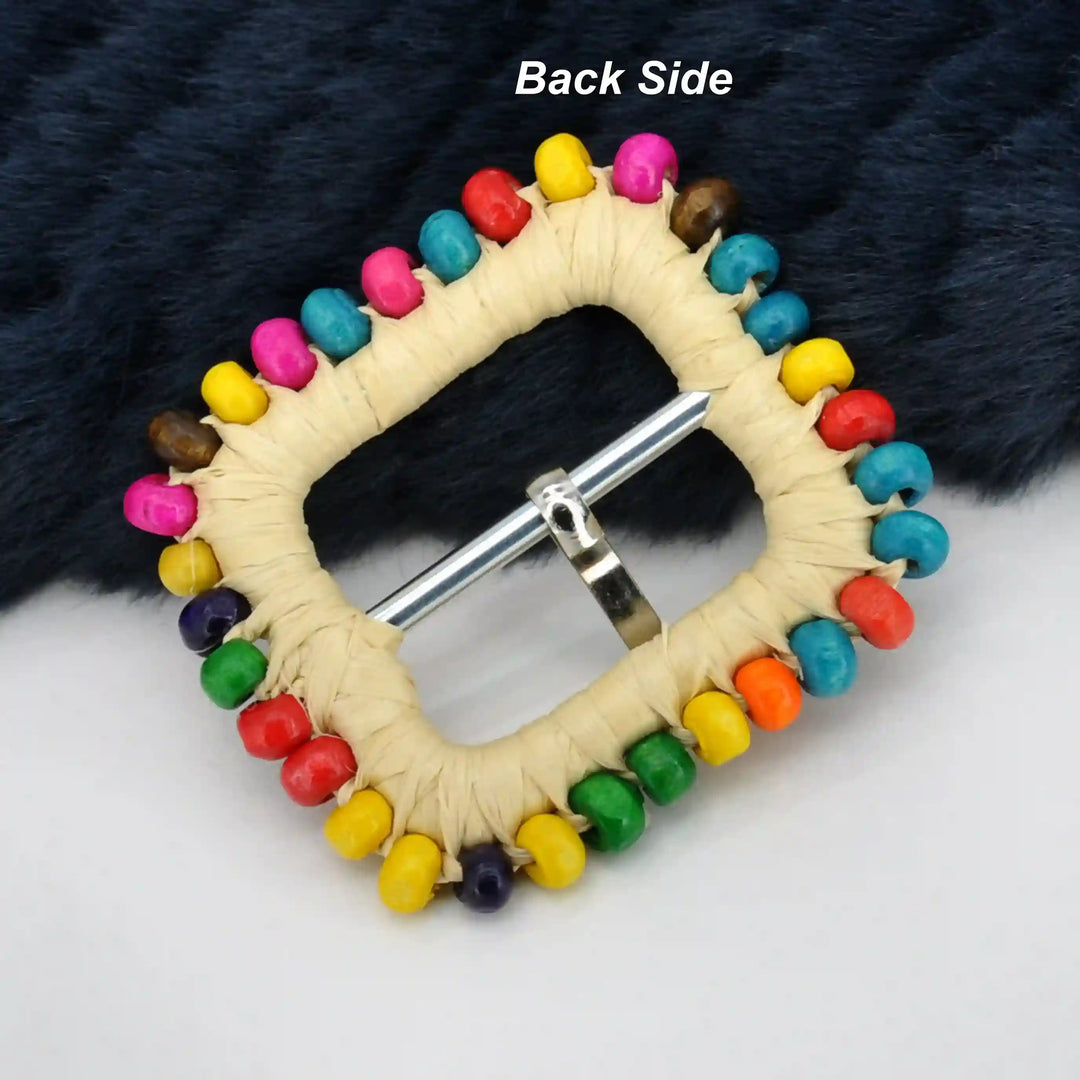 Traditional Raffia Wrapped Decorative Buckle | 5.4cm & 7cm