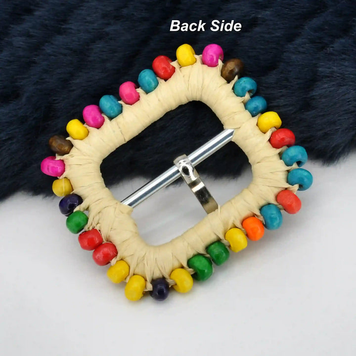 Traditional Raffia Wrapped Decorative Buckle | 5.4cm & 7cm