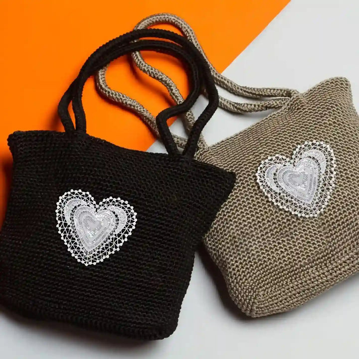 Sequins Heart Shape Cut Work Spun Poly Patch