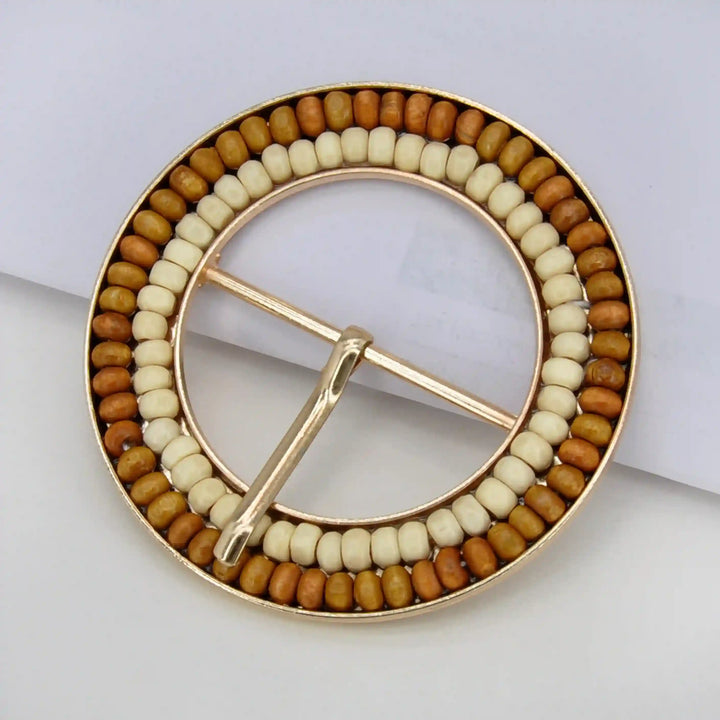 Beaded Geometric Raffia Buckle