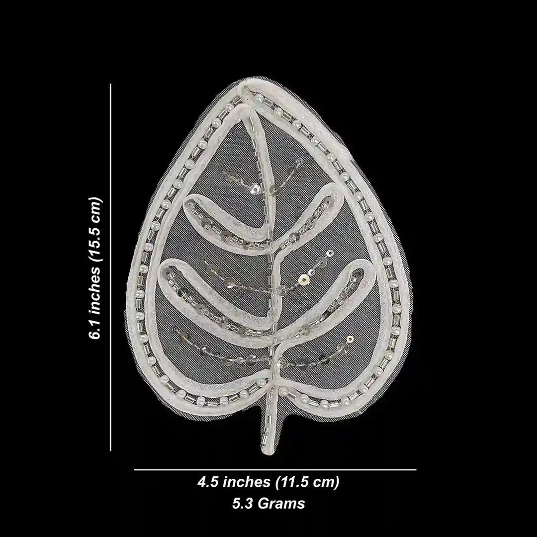 Couture Monstera Leaf Beaded Appliqué Patch