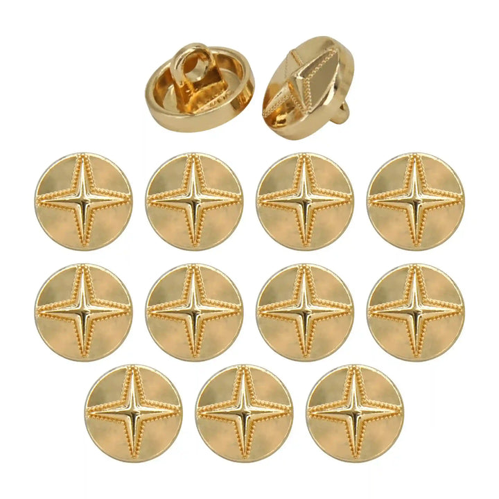 Starburst 10mm Metal Shirt Buttons