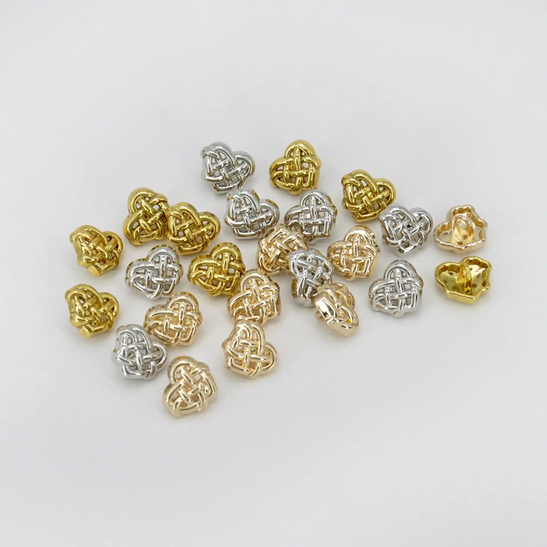 Interlock Heart Shaped Metal Button | 12mm (20L)