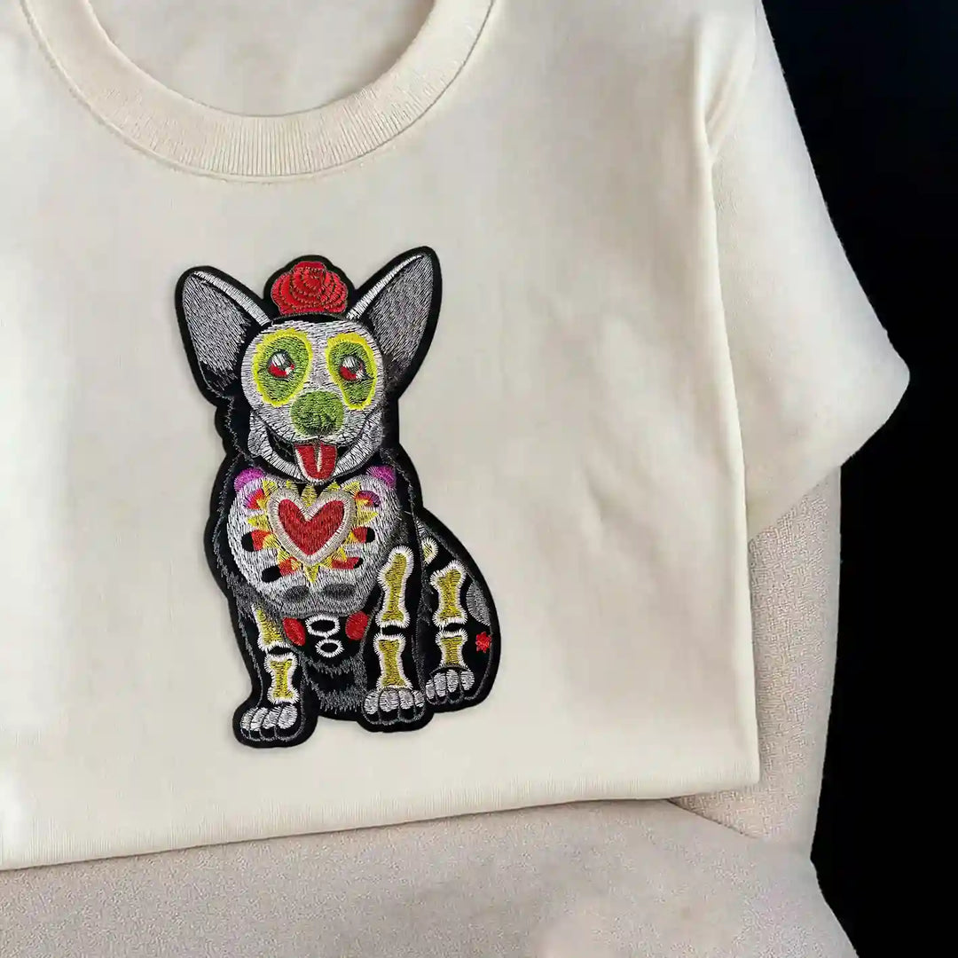 Day of the Dead Corgi Dog Patch