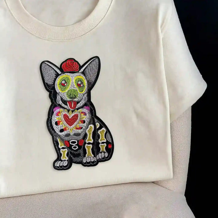 Day of the Dead Corgi Dog Patch