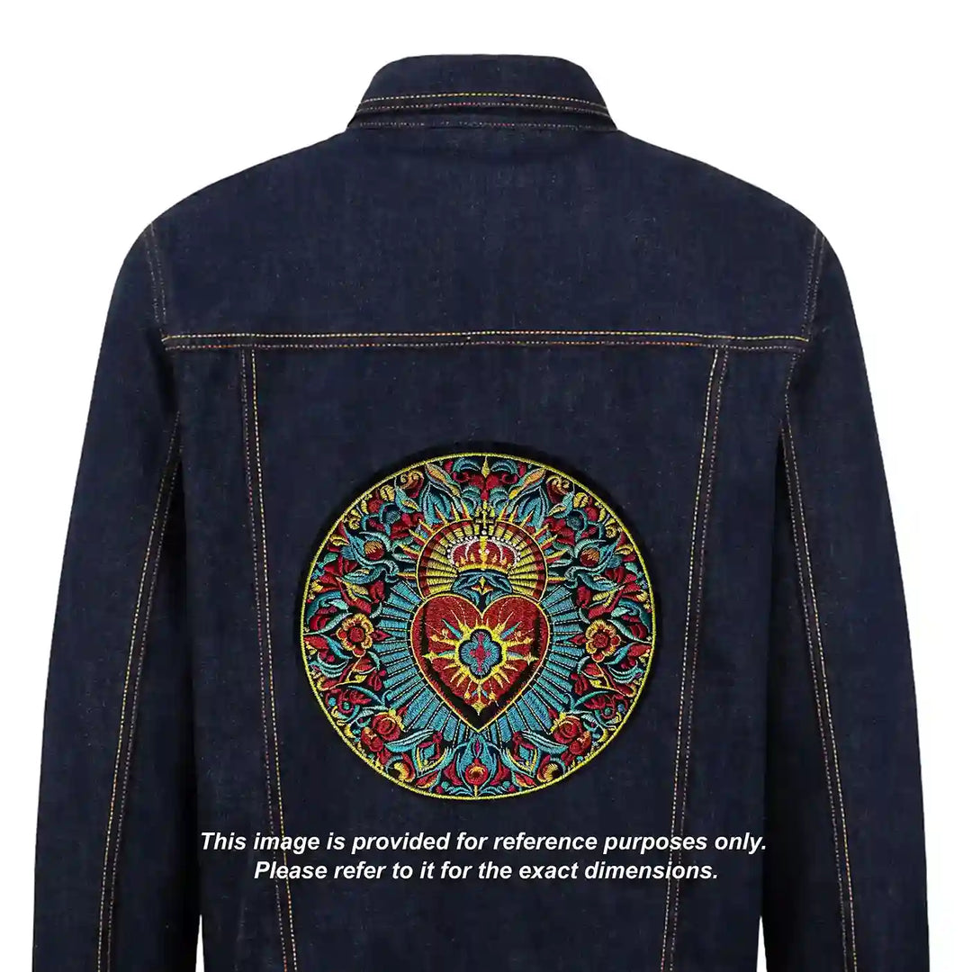 Royal Crowned Sacred Heart Mandala Hot Fix Patch
