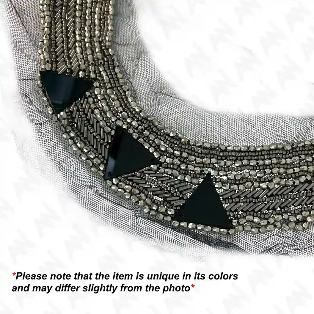 Silver Beaded Neckline