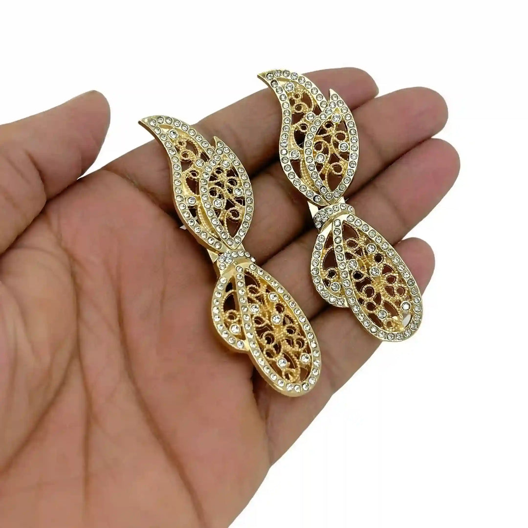 Crystal-Encrusted Filigree Metal Frog Closure Buttons