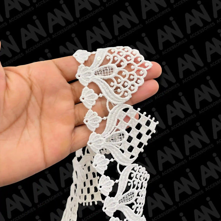 Cluny Jhallar Design Sequence Lace | 2 Meter
