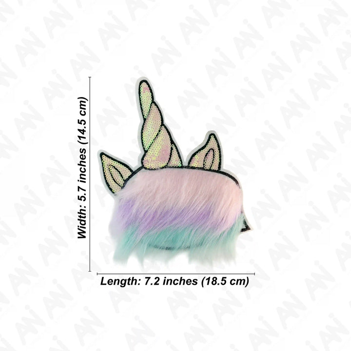 Rainbow Fur & Sequins Unicorn Patch