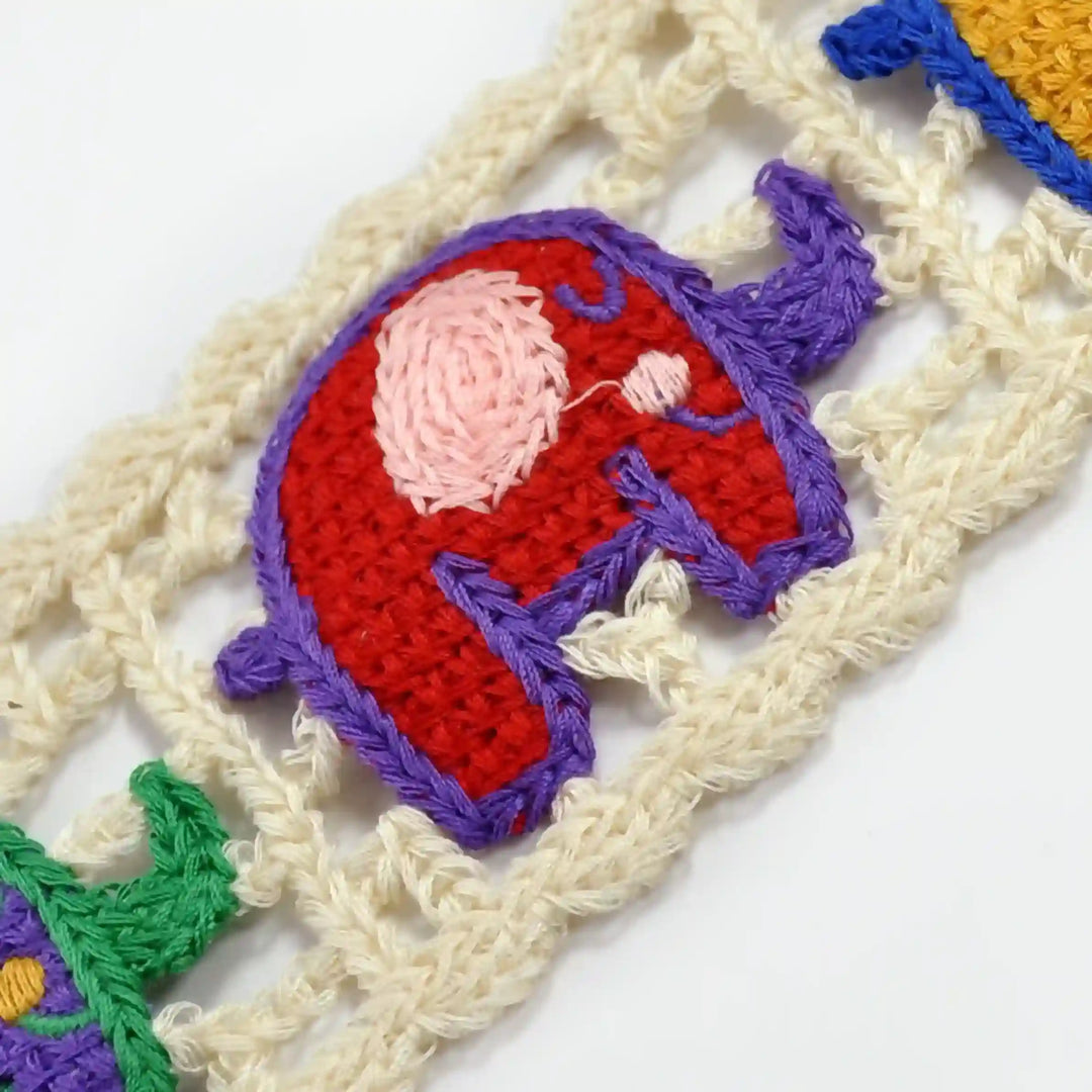 Elephant Design Multicolor Lace | 2 Meter