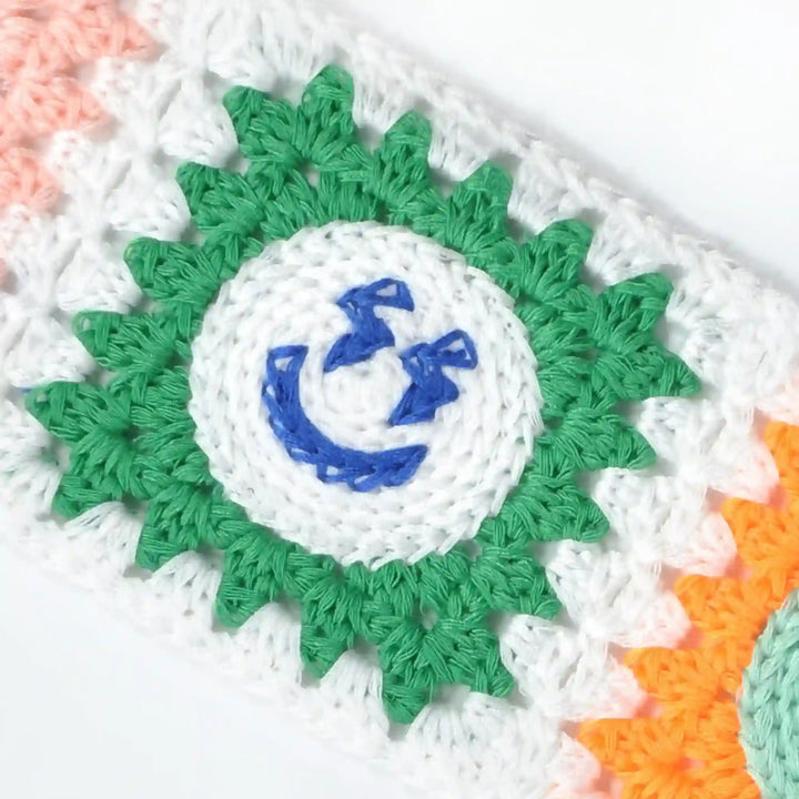 Multicolor Crocheted Granny Square Lace Trim