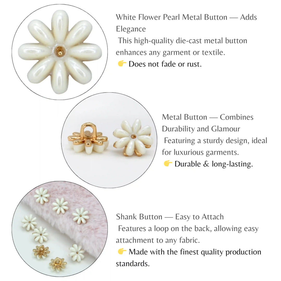 Floral Style Metal Buttons | 12mm(19L)
