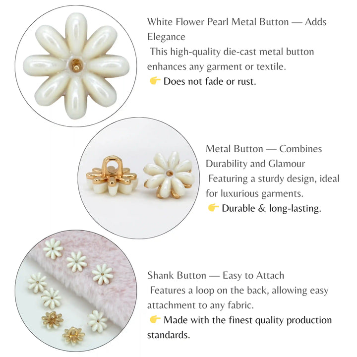 Floral Style Metal Buttons | 12mm(19L)
