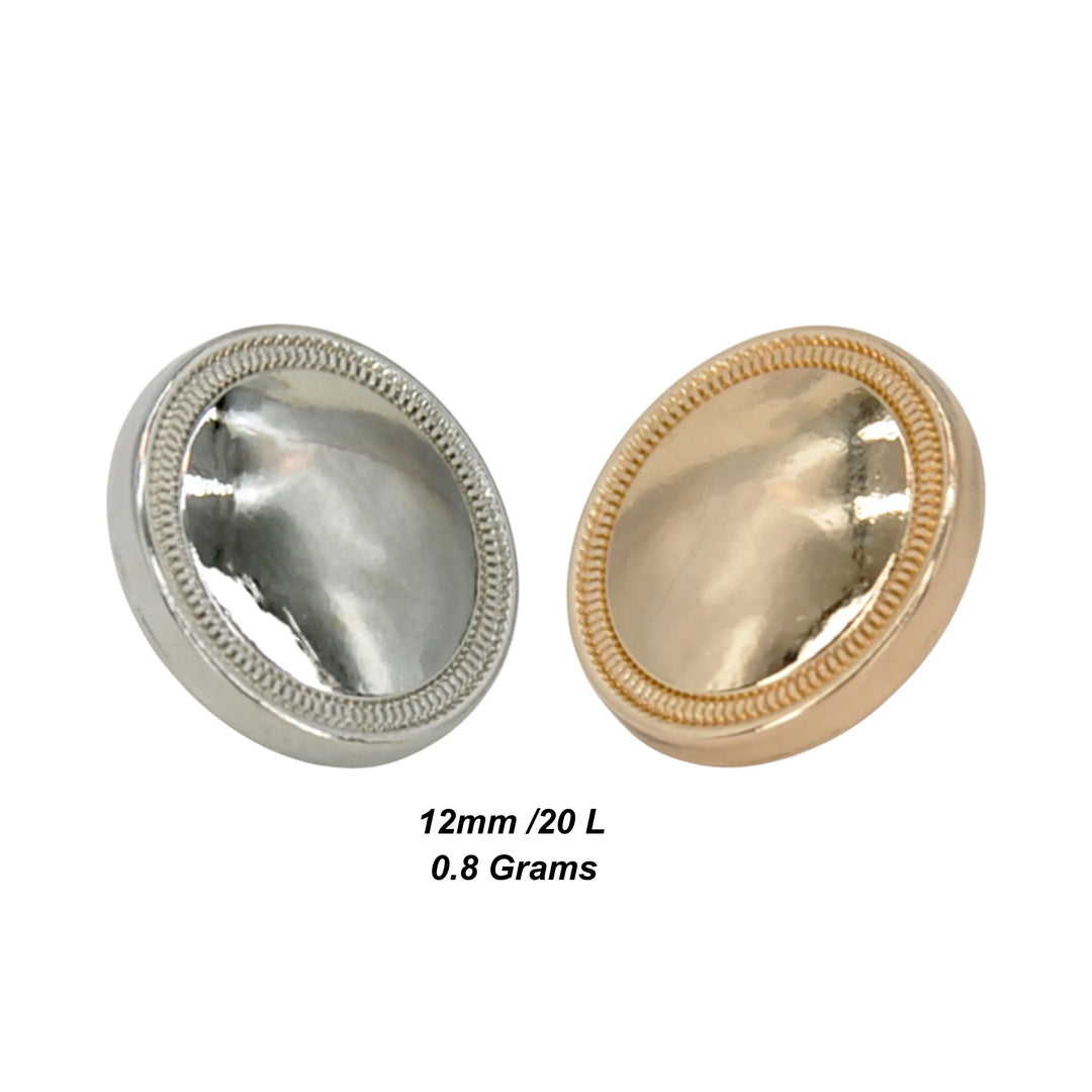 Luxury Plain Dome Metal Button | 12mm (20L)