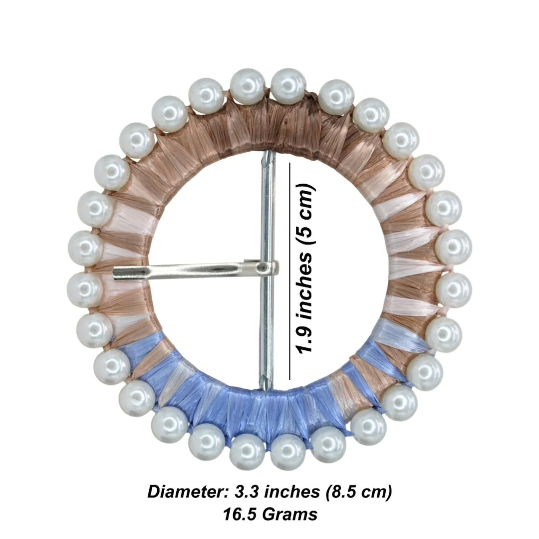 Multicolor Raffia Pearl Ring Buckle | 3.3 inches (8.5cm)