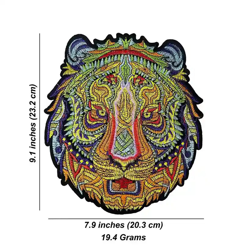 Psychedelic Embroidered Tiger Head Patch