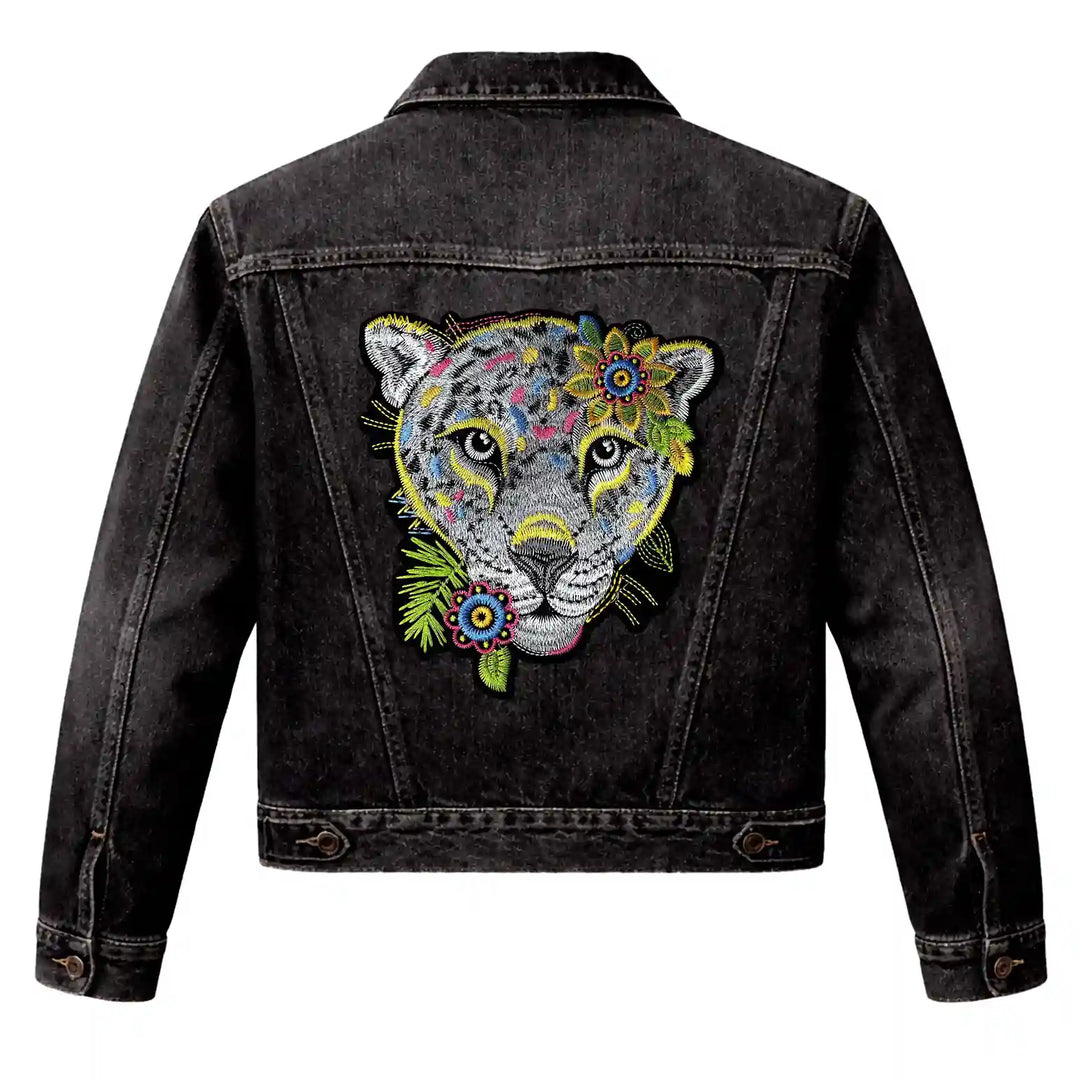 Boho Leopard with Flowers Patch
