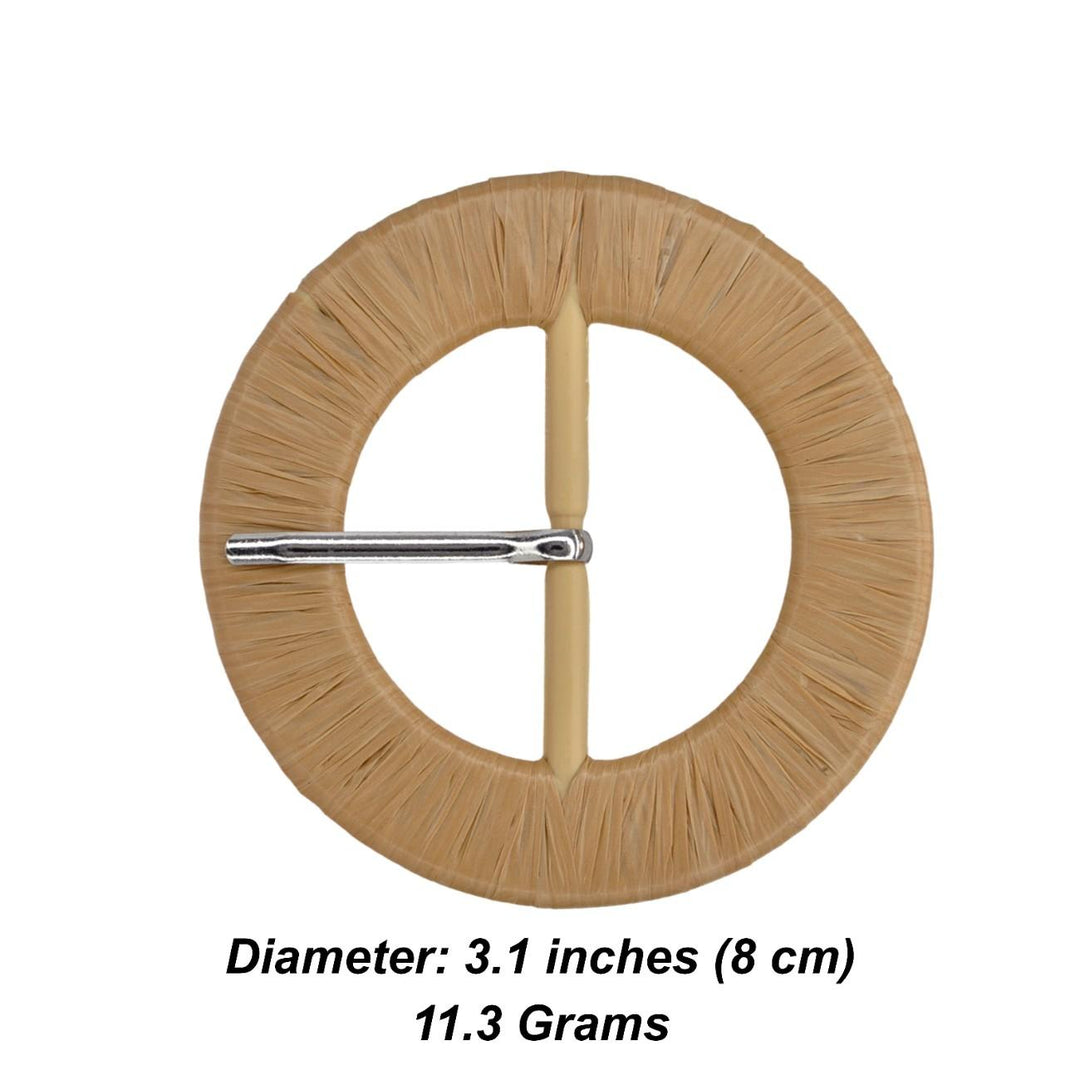 Handcrafted Natural Brown Raffia Buckle | 3.1 inches (8cm)